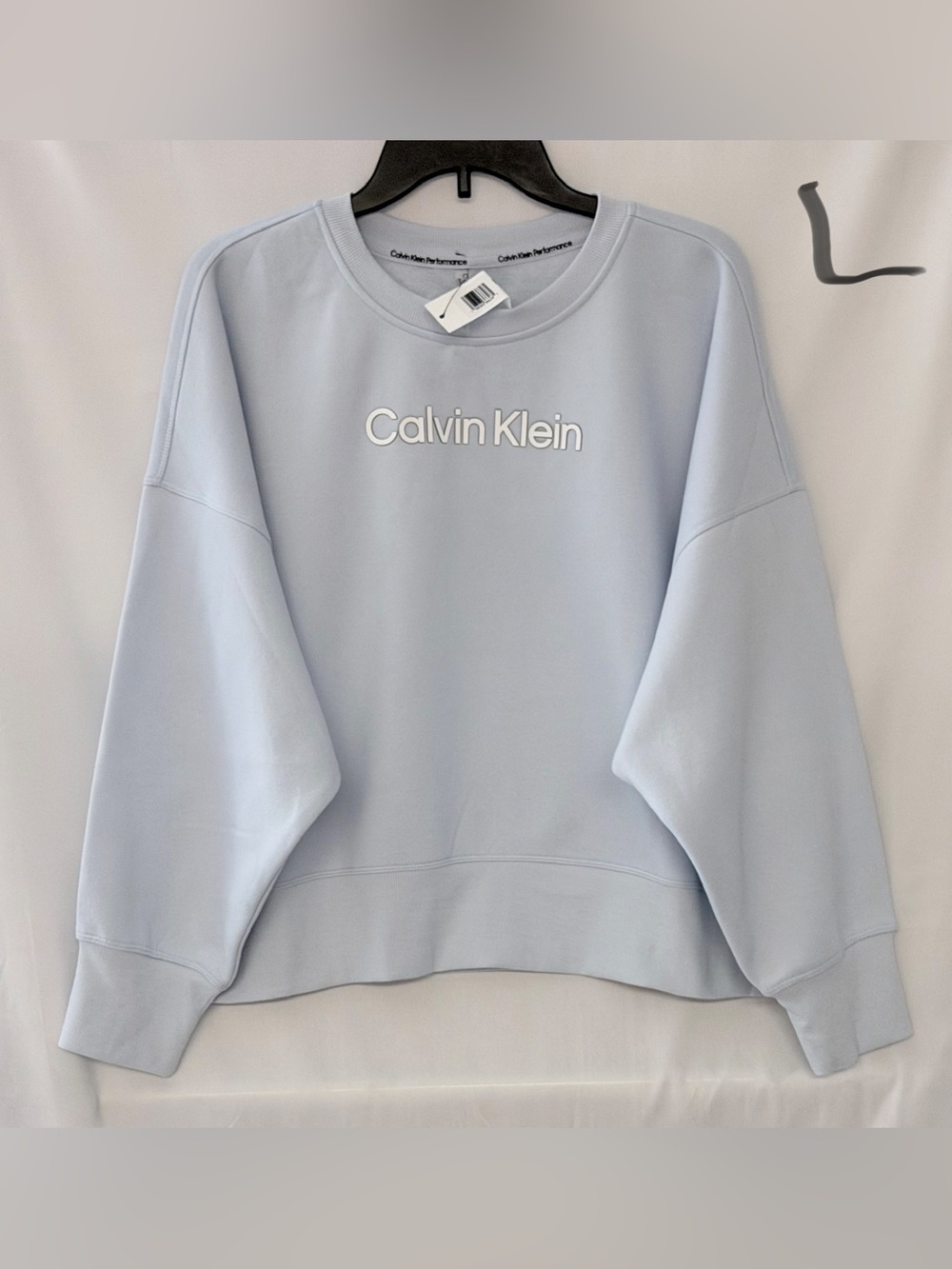 Calvin Klein Pastel Blue Oversized Crewneck Sweatshirt with Center Logo